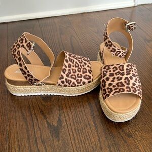 Leopard print espadrille sandals